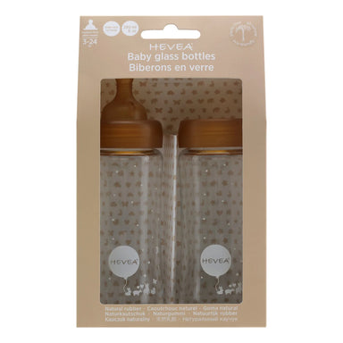 Hevea Baby glass bottle Wide Neck 250ml Medium Flow  - Hola BB