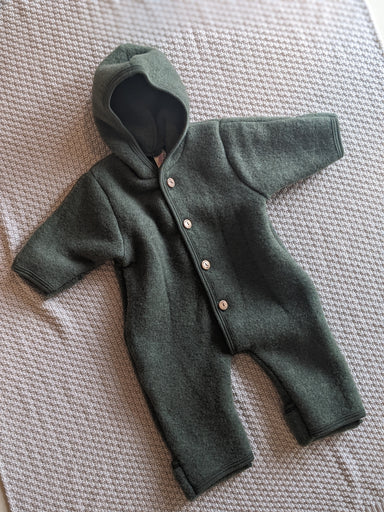 Engel Hooded buttoned overall with cuffs - Reed mélange  - Hola BB