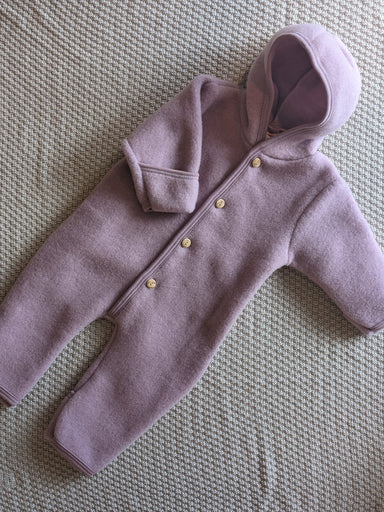 Engel Hooded buttoned overall with cuffs - Rosewood mélange  - Hola BB