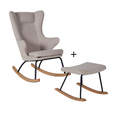 Quax **Save 5%** Mama Rocking De Lux Chair + Hocker Bundle - Sand Grey  - Hola BB