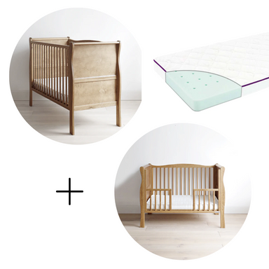 Woodies **Bundle Save 5%**  Noble Vintage Cot + Day bed side + Mattress  - Hola BB